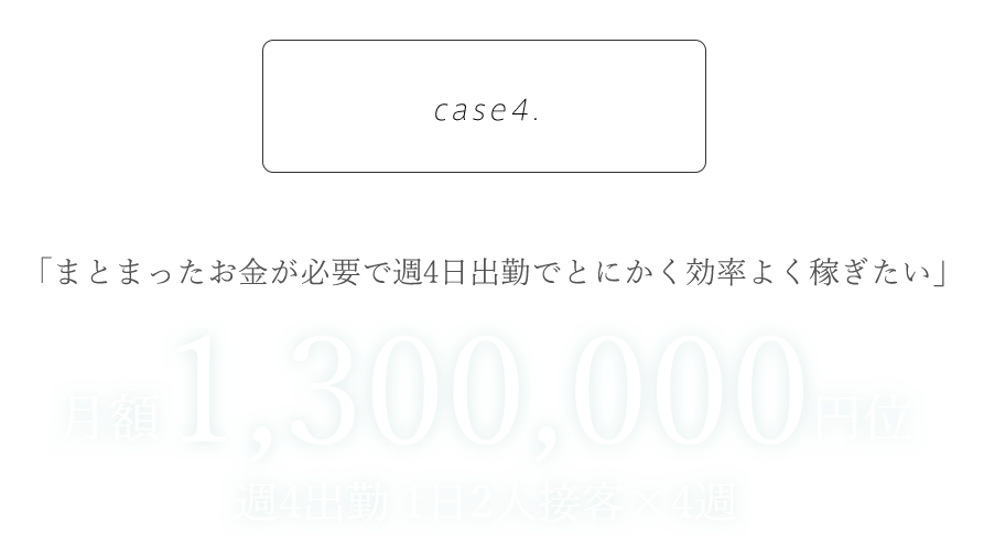 まとまったお金が必要で週四出勤でとにかく効率よく稼ぎたい